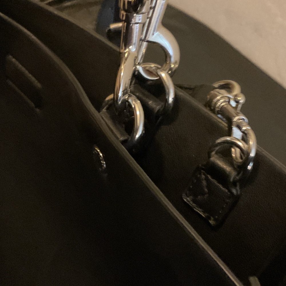 Karl Lagerfeld Black Leather Tote with Silver Accents - Picture 5 of 12